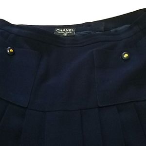 Vintage Navy Chanel Knife Pleated Skirt size 8